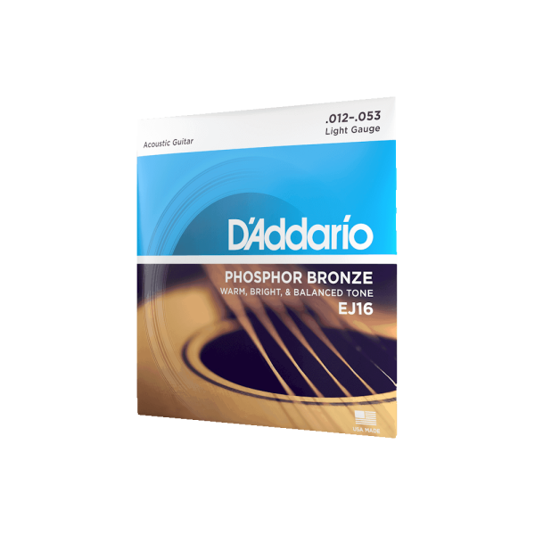 D'ADDARIO EJ 12-53 PHOSPHOR BRONZE LIGHT ACOUSTIC GUITAR STRINGS