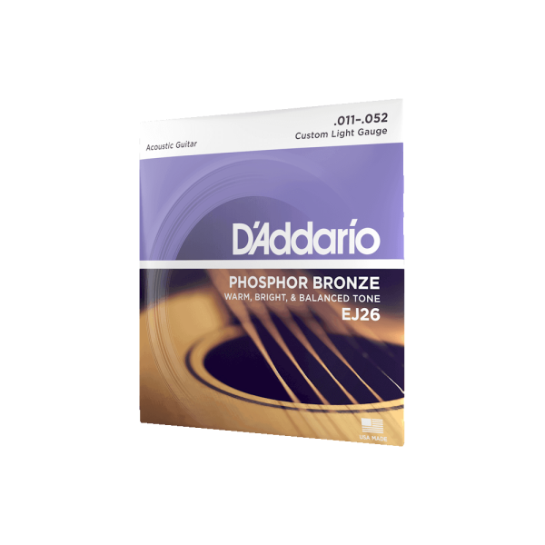 D'ADDARIO EJ 11-52 PHOSPHOR BRONZE CUSTOM LIGHT ACOUSTIC GUITAR STRINGS