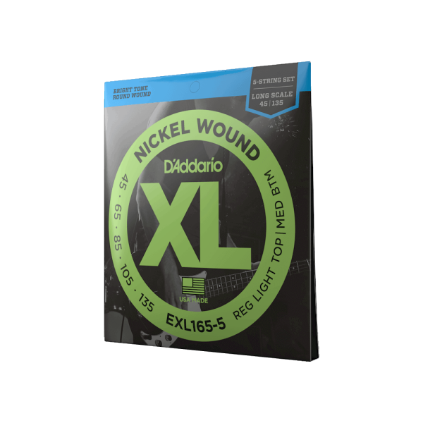 D'ADDARIO XL 45-135 REGULAR LIGHT TOP / MEDIUM BOTTOM LONG SCALE 5-STRING BASS STRINGS D'ADDARIO XL 45-135 REGULAR LIGHT TOP / MEDIUM BOTTOM LONG SCALE 5-STRING BASS STRINGS