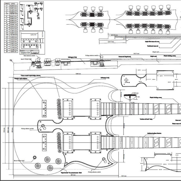 GUITAR AND BASS PLANS - SG EDS DOUBLE NECK