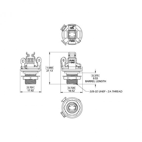 PURE TONE MONO MULTI-CONTACT 1/4" OUTPUT JACK - BLACK PURE TONE MONO MULTI-CONTACT 1/4" OUTPUT JACK - BLACK